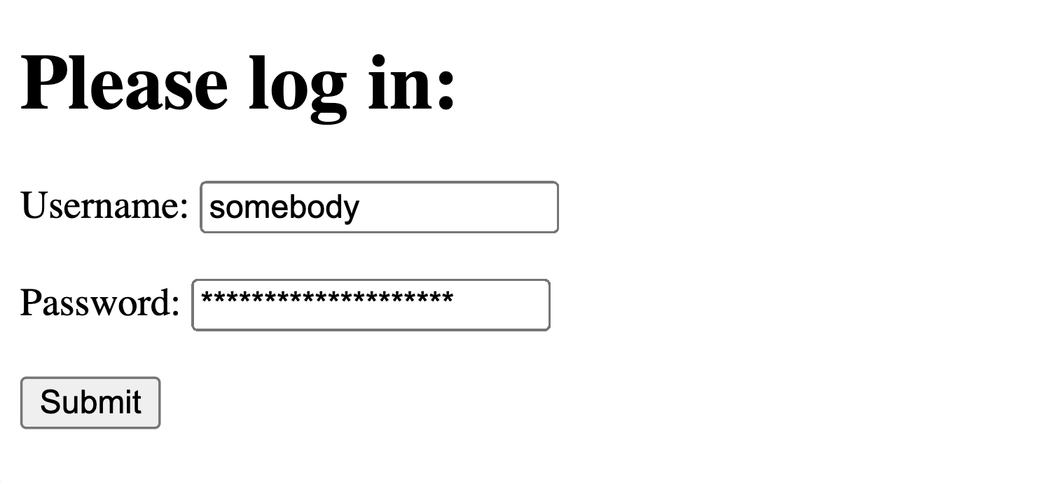 Login page